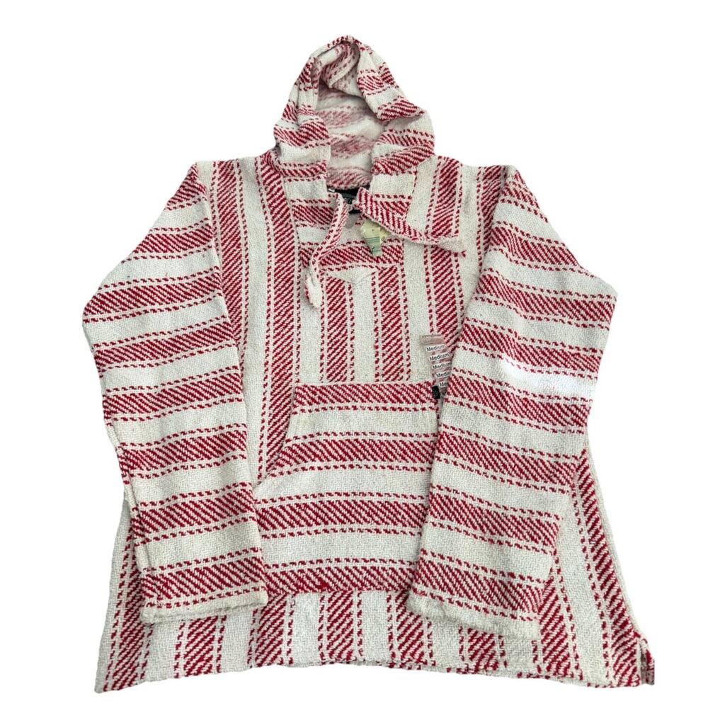 Baja Billy’s Medium Beach Poncho Hoodie Pullover Hand Woven